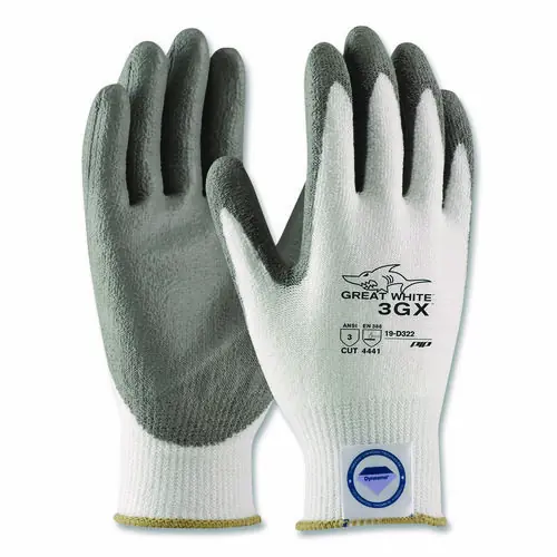 PIP Great White 3GX Seamless Knit Dyneema Diamond Blended Gloves, Medium, White/Gray