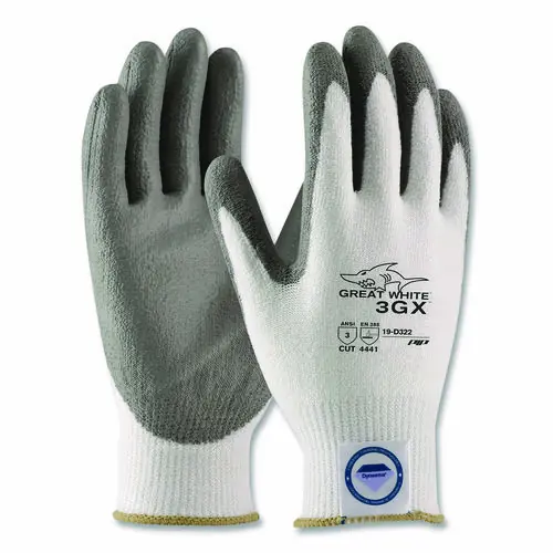 PIP Great White 3GX Seamless Knit Dyneema Diamond Blended Gloves, Small, White/Gray