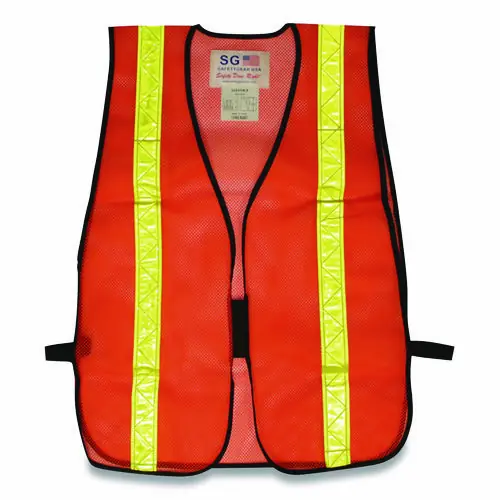 PIP Hook and Loop Safety Vest, One Size Fits Most, Hi-Viz Orange with Yellow Prismatic Tape