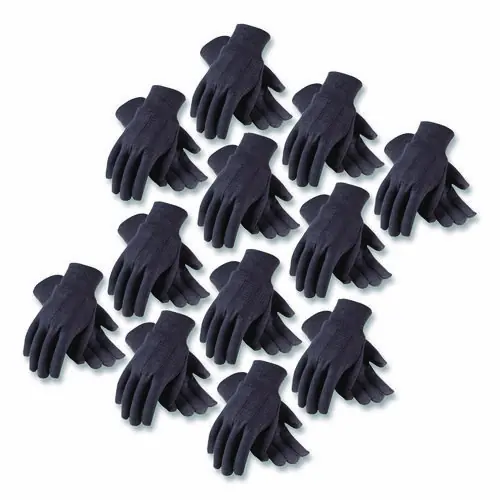 PIP Polyester/Cotton Jersey Gloves, Men's, Brown, 12 Pairs
