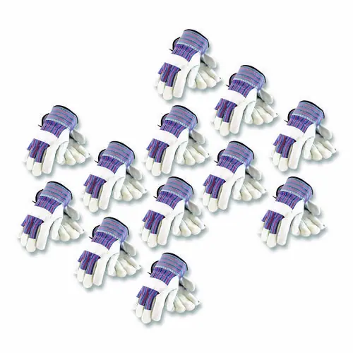 PIP Shoulder Split Cowhide Leather Palm Gloves, B/C Grade, Large, Blue/Gray, 12 Pairs