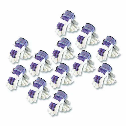 PIP Shoulder Split Cowhide Leather Palm Gloves, B/C Grade, Medium, Blue/Gray, 12 Pairs