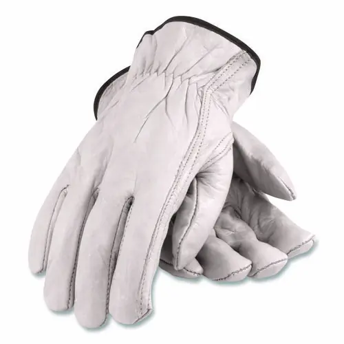 PIP Top-Grain Pigskin Leather Drivers Gloves, Economy Grade, Large, Gray