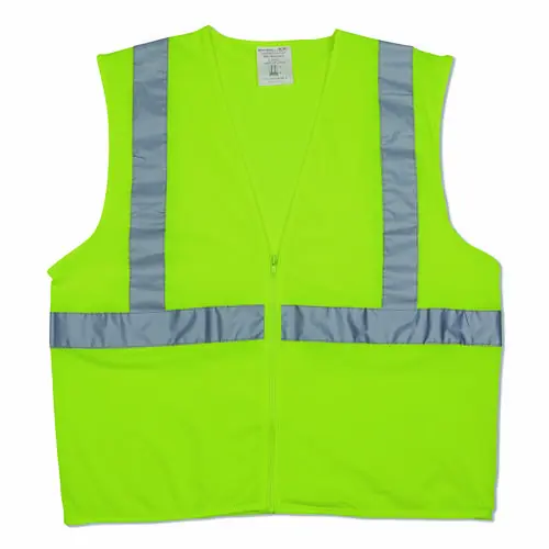 PIP Zipper Safety Vest, Large, Hi-Viz Lime Yellow