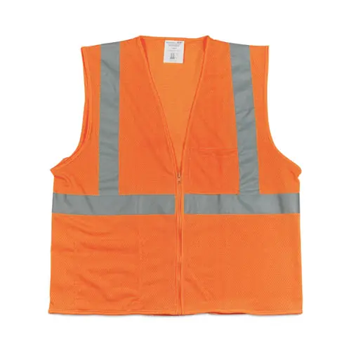 PIP Zipper Safety Vest, Large, Hi-Viz Orange