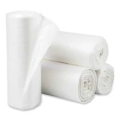 Pitt Plastics Eco Strong Plus Can Liners, 40 gal, 16 mic, 40" x 46", Natural, Perforated Roll, 250/Carton