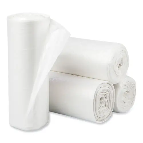 Pitt Plastics Eco Strong Plus Can Liners, 44 gal, 1.35 mil, 37" x 50", Natural, Perforated Roll, 100/Carton