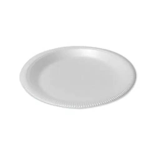 Plastifar Foam Dinnerware Plate, 9" Diameter, White, 125/Sleeve, 4 Sleeves/Pack, Poly Bag