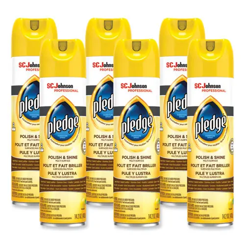 Pledge® Furniture Polish, Lemon Scent, 14.2 oz Aerosol, 6/Carton