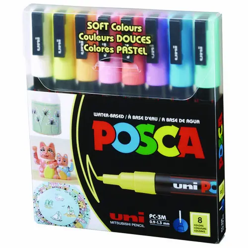 POSCA™ Water-Based Paint Markers, Fine Bullet Tip, Assorted Colors, 8/Set
