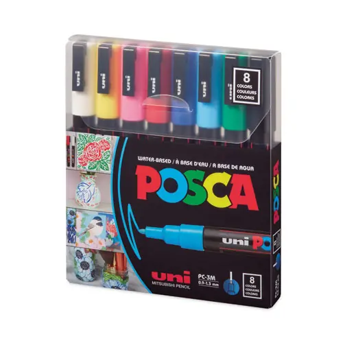 POSCA™ Water-Based Paint Markers, Fine Bullet Tip, Assorted Colors, 8/Pack