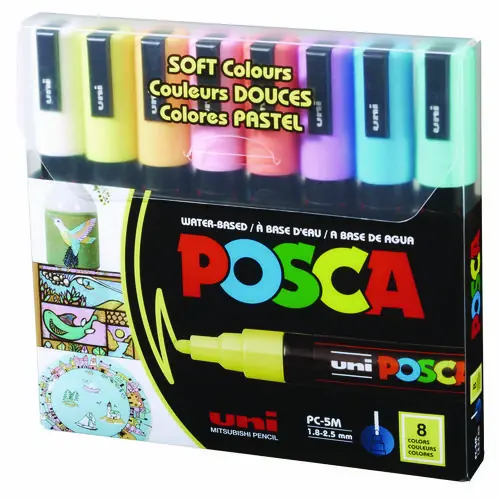 POSCA™ Water-Based Paint Markers, Medium Bullet Tip, Assorted Colors, 8/Set