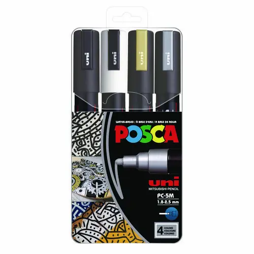 POSCA™ Water-Based Paint Markers, Medium Bullet Tip, Assorted Colors, 4/Set