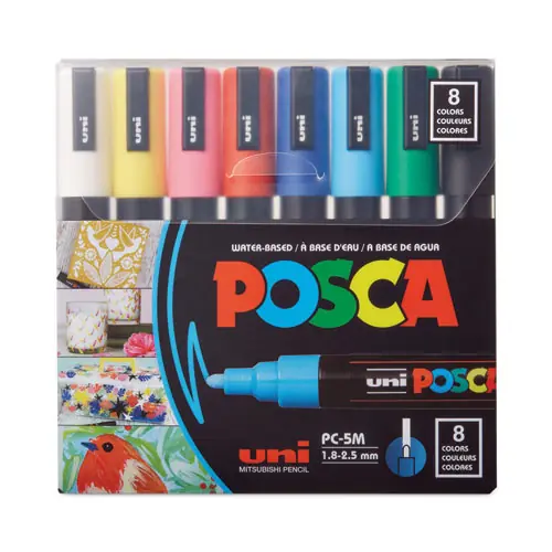 POSCA™ Water-Based Paint Markers, Medium Bullet Tip, Assorted Colors, 8/Pack