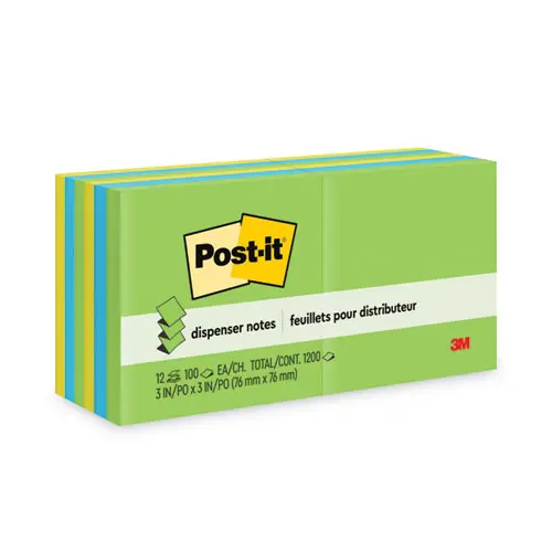 Post-it® Dispenser Notes Original Pop-up Refill Value Pack, 3" x 3", Floral Fantasy Collection, 12 Pads