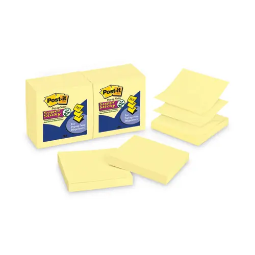 Post-it® Dispenser Notes Super Sticky Pop-up 3 x 3 Note Refill, Canary Yellow, 12 Pads/Pack