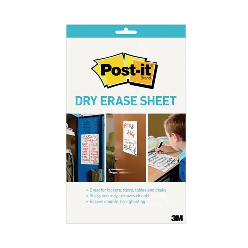 Post-it® Dry Erase Sheets, Laminate Film Surface, White, 3/Pack