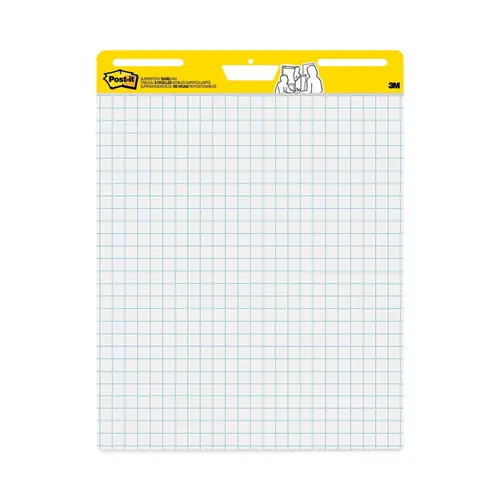 Post-it® Easel Pads Super Sticky Vertical-Orientation Self-Stick Easel Pad Value Pack, Quadrille Rule, 25" x 30", White, 30 Sheets, 4/Carton