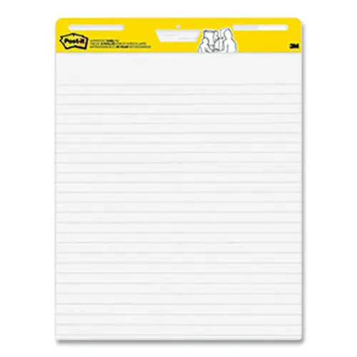 Post-it® Easel Pads Super Sticky Vertical-Orientation Self-Stick Easel Pads, Wide Ruled, 25" x 30", White, 30 Sheets per Pad, 6 Pads per Pack