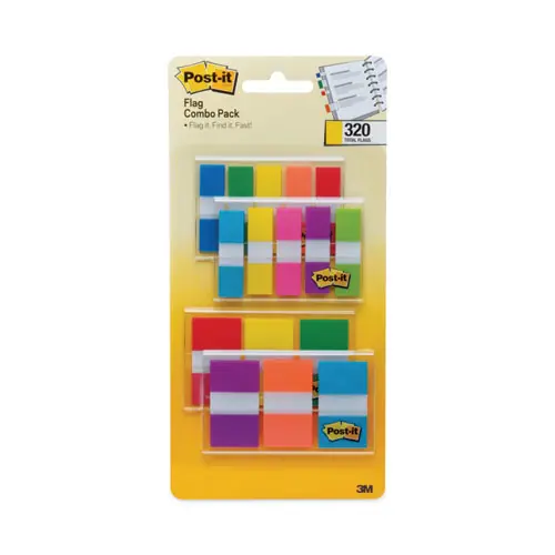 Post-it® Flags 0.5" and 1" Page Flag Value Pack, Nine Assorted Colors, 320/Pack