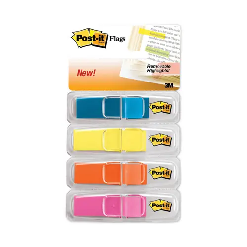 Post-it® Flags Highlighting Page Flags, 4 Bright Colors, 35 Flags per Color, 4 Dispensers per Pack