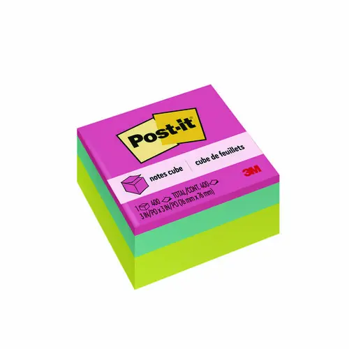 Post-it® Notes Original Cubes, 3" x 3", Pastels Collection, 400 Sheets/Cube
