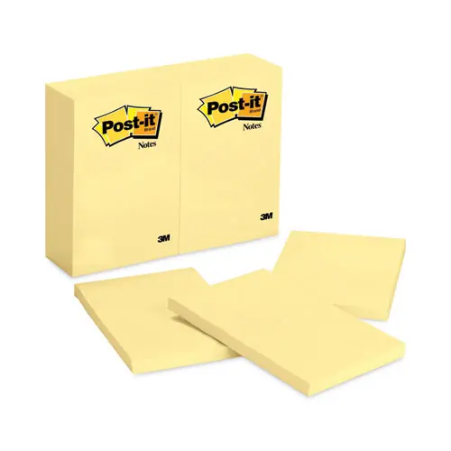 Post-it® Notes Original Pads, Canary Yellow, 4" x 6", 12 Pads/Pack
