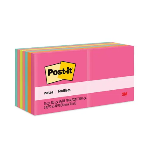 Post-it® Notes Original Pads in Poptimistic Colors, 3" x 3", 100 Sheets per Pad, 14 Pads Value Pack