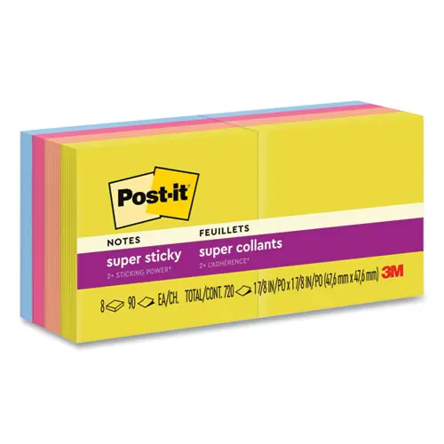 Post-it® Notes Super Sticky Pads, Summer Joy Collection, 1.88" x 1.88", 8 Pack