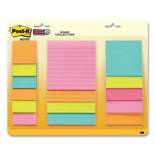 Post-it® Notes Super Sticky Pads, Supernova Neon Colors, Variety Pack, 15 Pads/Set