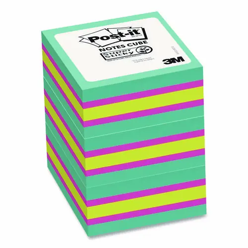 Post-it® Notes Super Sticky Self-Stick Notes Cube, Bright Color Collection, 3" x 3", 360 Sheets/Pad, 3 Cubes/Pack