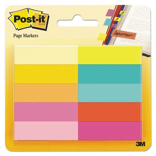Post-it® Page Flag Markers, Assorted Bright Colors, 50 Sheets/Pad, 10 Pads/Pack