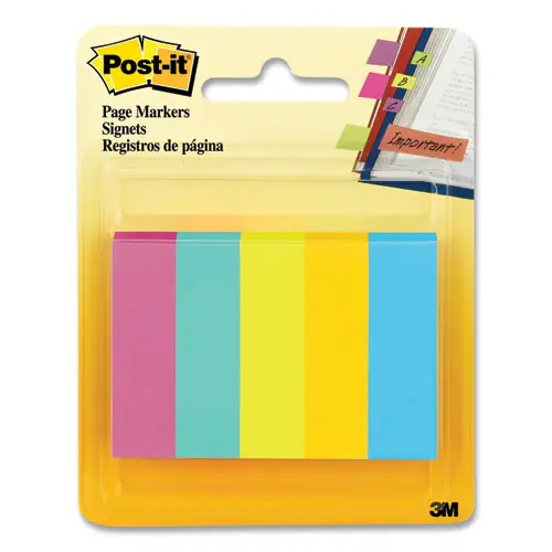 Post-it® Page Flag Markers, Jaipur Collection, Assorted Colors, 100 Flags/Pad, 5 Pads/Pack