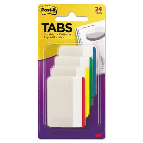 Post-it® Tabs Lined Tabs, 1/5-Cut, Assorted Colors, 24/Pack