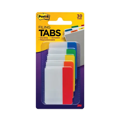 Post-it® Tabs Solid Color Tabs, 1/5-Cut, Assorted Colors, 2" Wide, 30/Pack