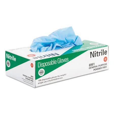 Powder-Free Nitrile General-Purpose Gloves, Medium, Blue