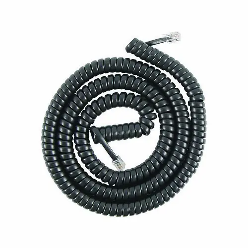 Power Gear Coiled Telephone Cord, Plug/Plug, 25 ft, Black