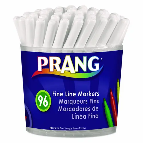 Prang® Fine Line Markers, Fine Bullet Tip, Assorted Colors, 96/Set