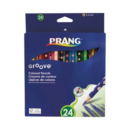 Prang® Groove Colored Pencils, 24 Pack, Assorted Colors, 3.3 mm, 2B