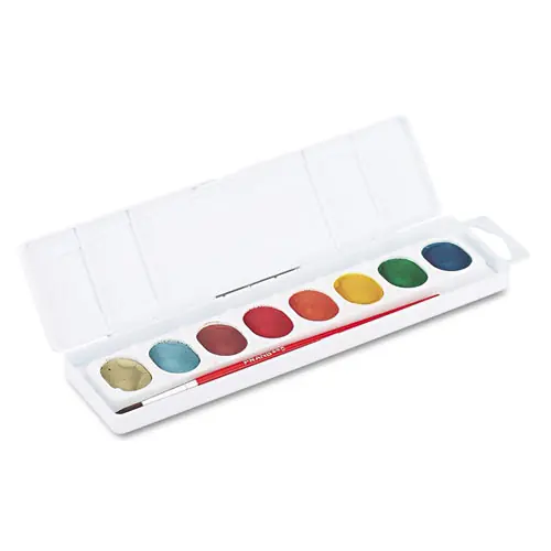 Prang® Metallic Washable Watercolors, 8 Assorted Metallic Colors, Palette Tray