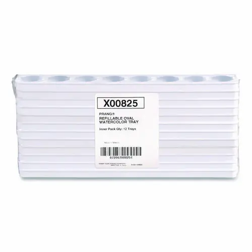 Prang® Refillable Oval Watercolor Tray, White, 12/Pack