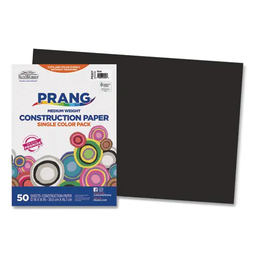 Prang® SunWorks Construction Paper, Black, 12 x 18, 50 Sheets