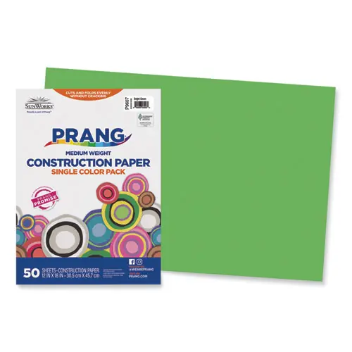 Prang® SunWorks Construction Paper, Bright Green, 50/Pack