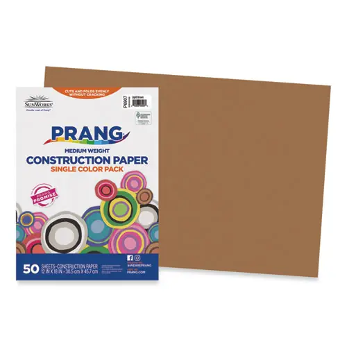 Prang® SunWorks Construction Paper, Light Brown, 50 Sheets, 12 x 18, 50 lb Text