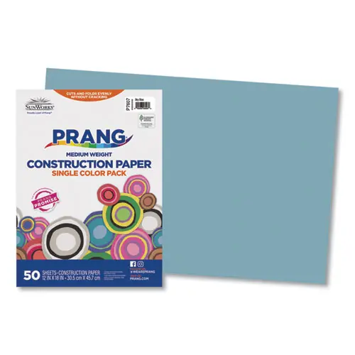 Prang® SunWorks Construction Paper, Sky Blue, 12 x 18, 50 Sheets, 50 lb Text Weight