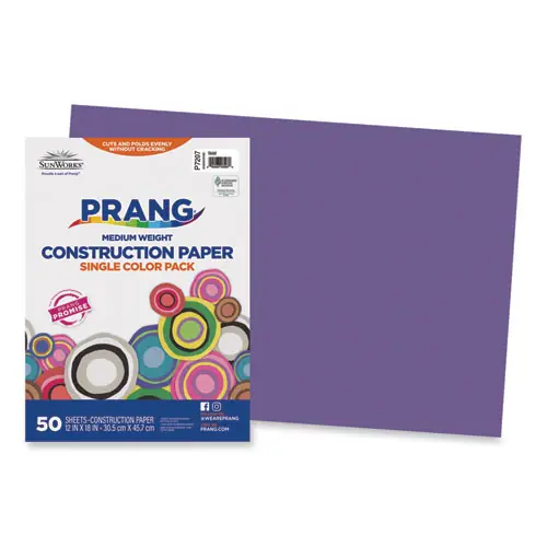 Prang® SunWorks Construction Paper, Violet, 50 Sheets, 12 x 18, 50 lb Text