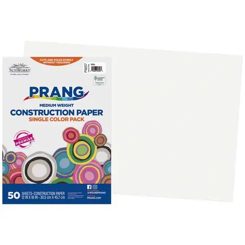 Prang® SunWorks Construction Paper, White, 12 x 18, 50 Sheets/Pack, 25 Packs/Carton