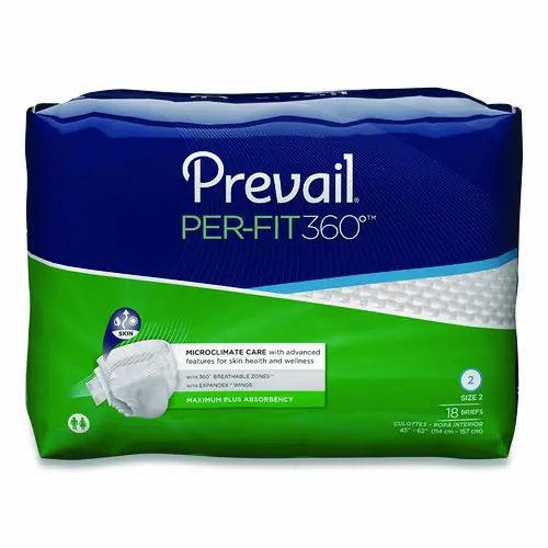 Prevail® Per-Fit360 Degree Briefs, Maximum Plus Absorbency, Size 2, 45" to 62" Waist