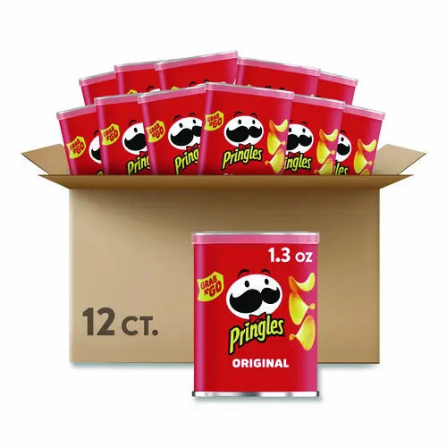 Pringles® Potato Chips, Original, 1.3 oz Can, 12/Box