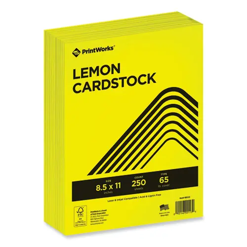 PrintWorks® Professional Color Cardstock, Lemon Yellow, 250 Sheets